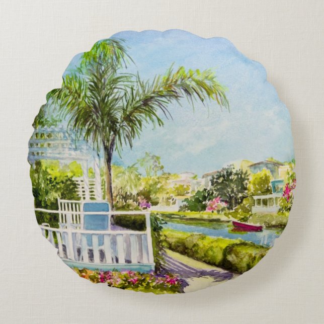 Canal Patio Round Pillow (Front)
