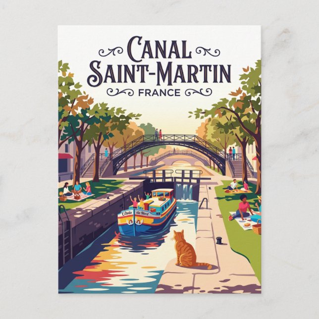Canal Saint-Martin France Postcard (Front)