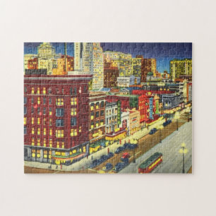 Canal Street at Night, New Orleans, Louisiana Jigsaw Puzzle