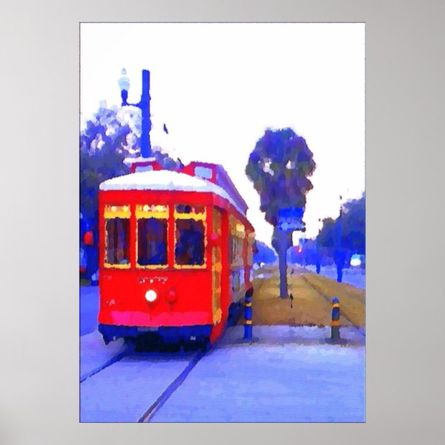 Canal Streetcar Line, Red Cars, Poster (Front)