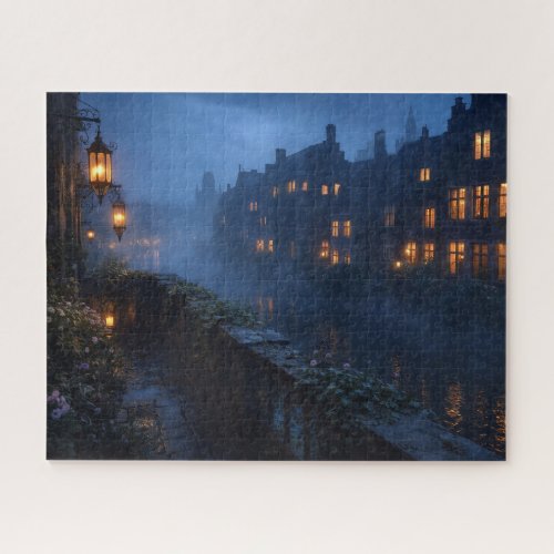 Canal Village Rooftops Jigsaw Puzzle