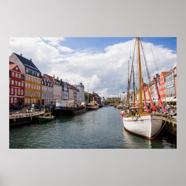 Canal with Boats | Copenhagen Poster (Front)
