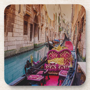 Canal with traditional gondola in Venice, Italy Beverage Coaster