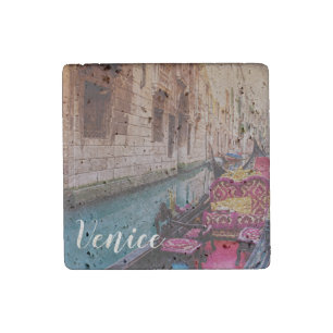 Canal with traditional gondola in Venice, Italy Po Stone Magnet
