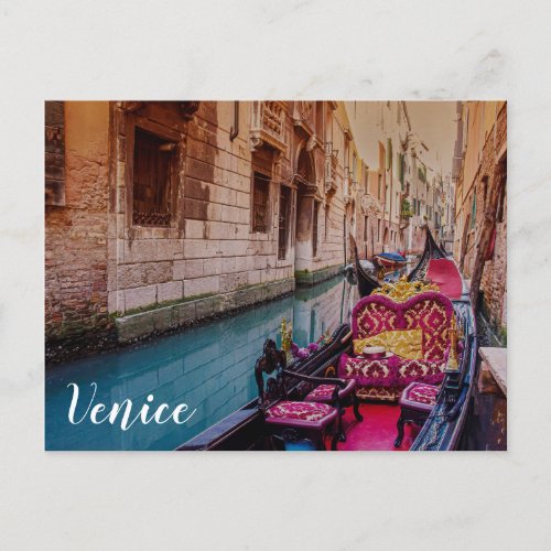 Canal with traditional gondola in Venice Italy Postcard