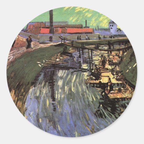 Canal with Women Washing by Vincent van Gogh Classic Round Sticker