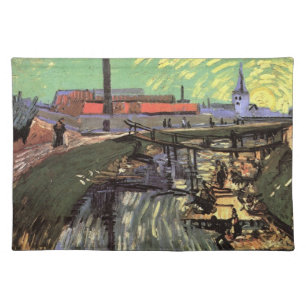 Canal with Women Washing by Vincent van Gogh Cloth Placemat