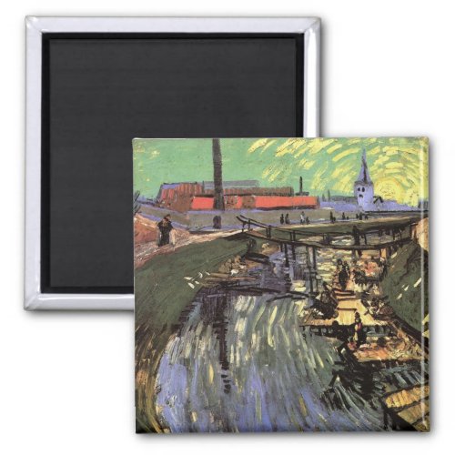 Canal with Women Washing by Vincent van Gogh Magnet