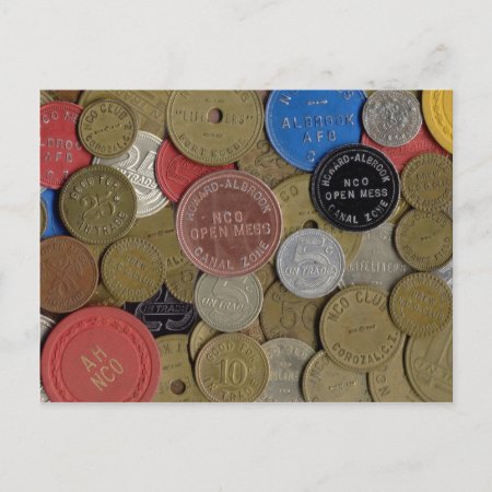 Canal Zone Tokens Collage Postcard