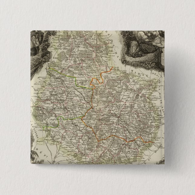 Canals and roads pinback button (Front)