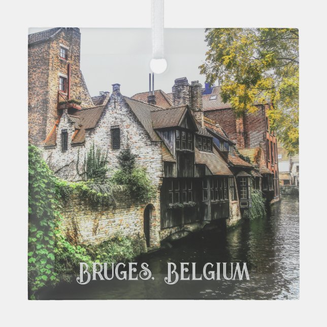 Canals of Bruges Glass Ornament (Front)
