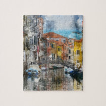Canals of Venice Italy Watercolor Jigsaw Puzzle Canals of Venice Italy Watercolor Jigsaw Puzzle