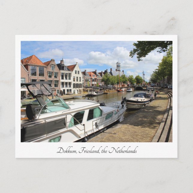 Canalside View, Dokkum, the Netherlands Postcard (Front)