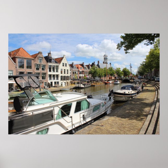 Canalside View, Dokkum, the Netherlands Poster (Front)