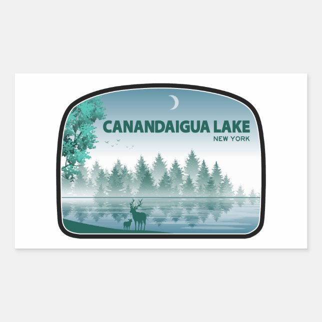 Canandaigua Lake New York Deer Rectangular Sticker (Front)