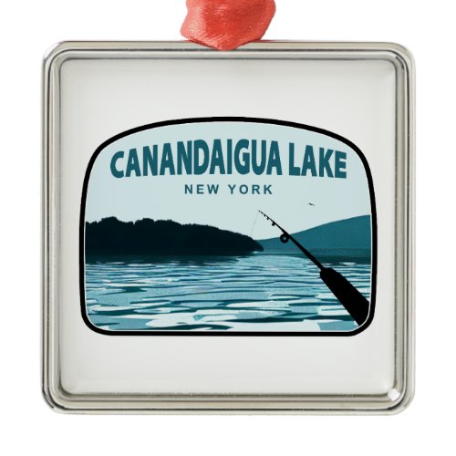 Canandaigua Lake New York Fishing Rod Metal Ornament