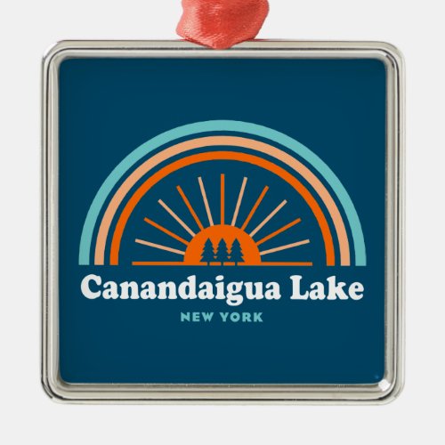 Canandaigua Lake New York Rainbow Metal Ornament