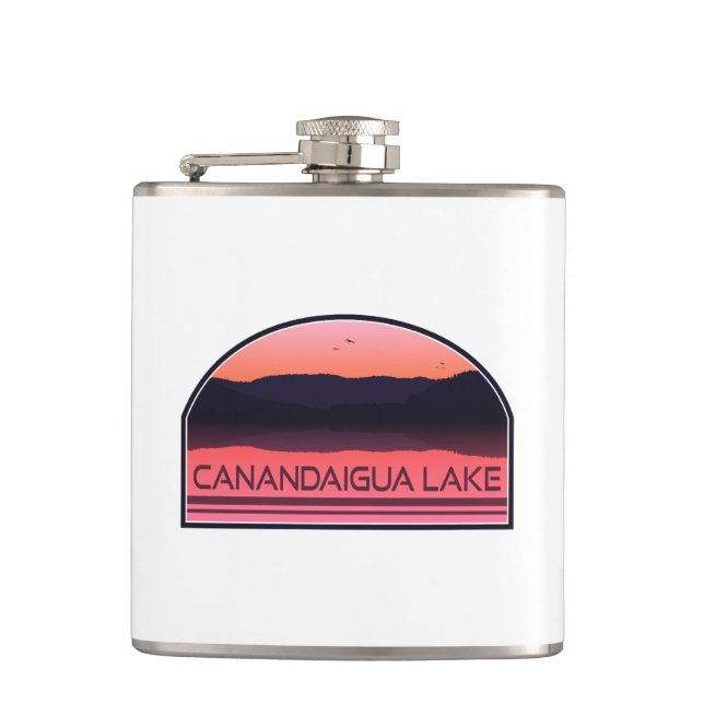Canandaigua Lake New York Red Sunrise Flask (Front)