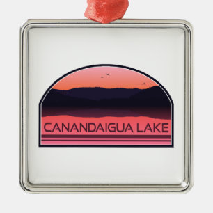 Canandaigua Lake New York Red Sunrise Metal Ornament