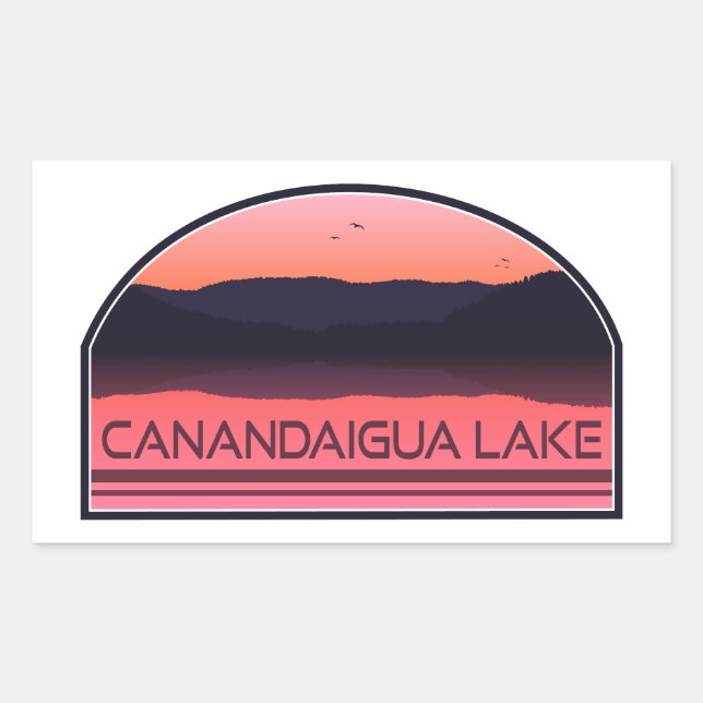 Canandaigua Lake New York Red Sunrise Rectangular Sticker (Front)