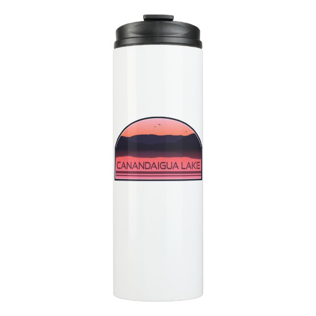 Canandaigua Lake New York Red Sunrise Thermal Tumbler (Front)