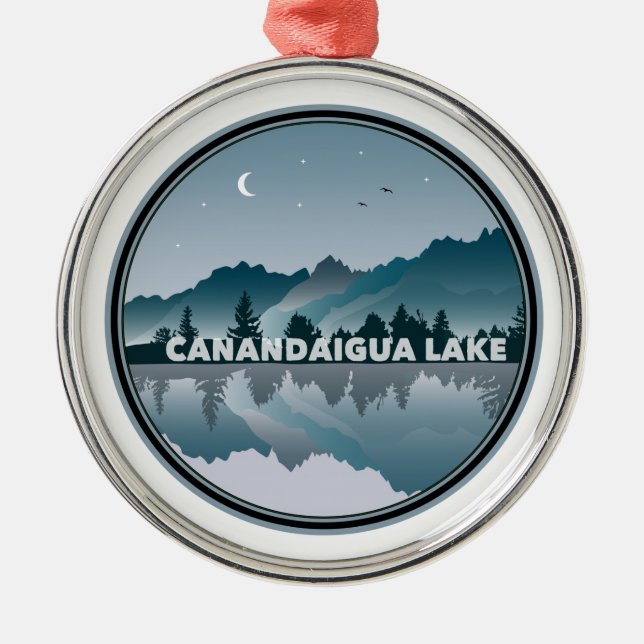 Canandaigua Lake New York Reflection Metal Ornament (Front)