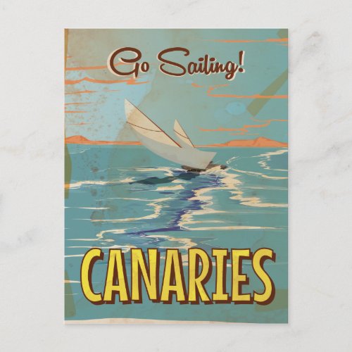 Canaries vintage travel poster postcard