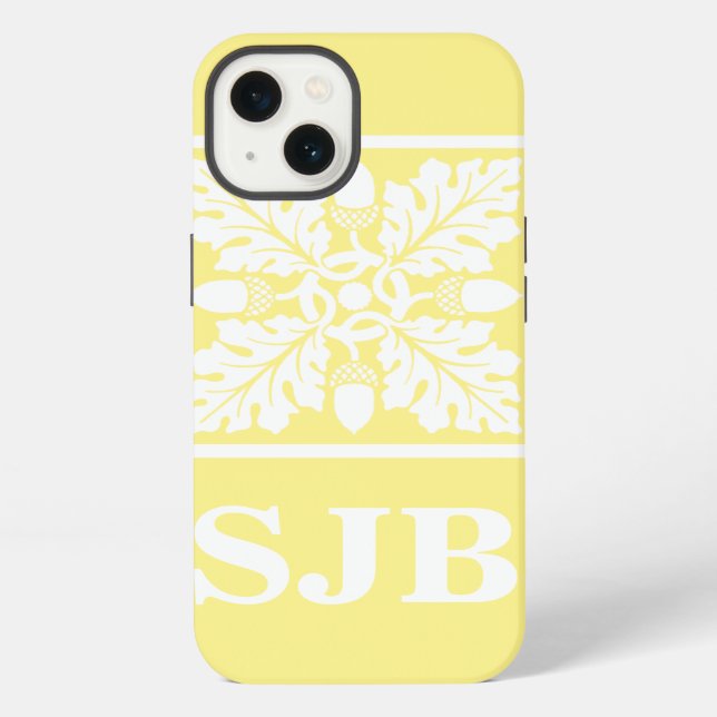 Canary Acorn and Leaf Tile Design Iphone Case (Back)