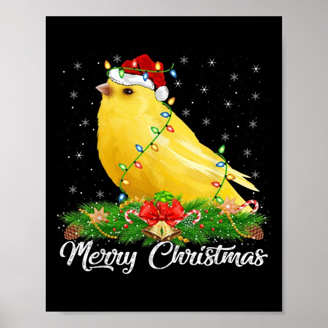 Canary Bird Lover Matching Santa Hat Canary Christ Poster (Front)