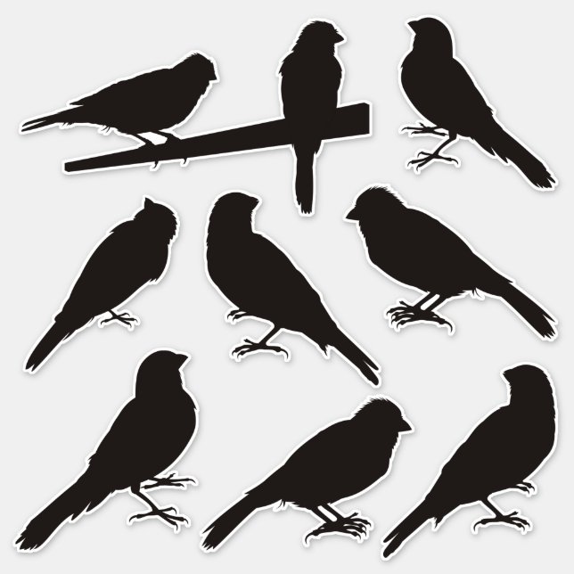 Canary Bird Silhouette Stickers (Front)