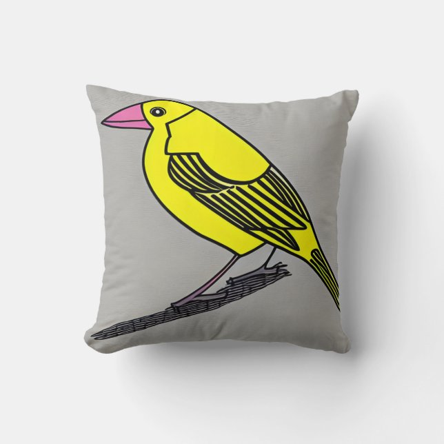 Canary bird throw pillow (Front)