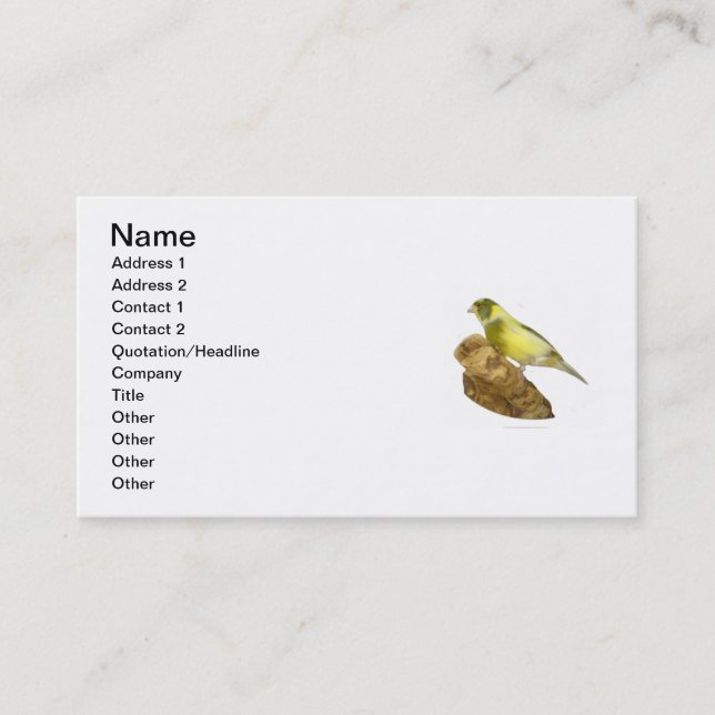Canary Breeder's Business Card (Front)
