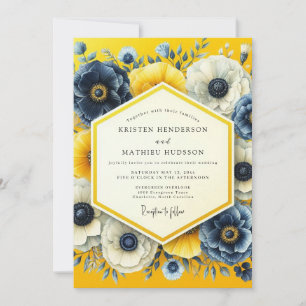 Canary Indigo Artistic Wedding Invitation