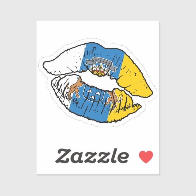 Canary Islands Canarian Lipstick Love Flag Sticker (Sheet)