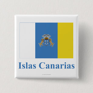 Canary Islands Flag with Name in Spanish Button