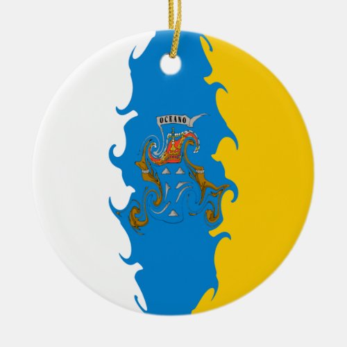 Canary Islands Gnarly Flag Ceramic Ornament