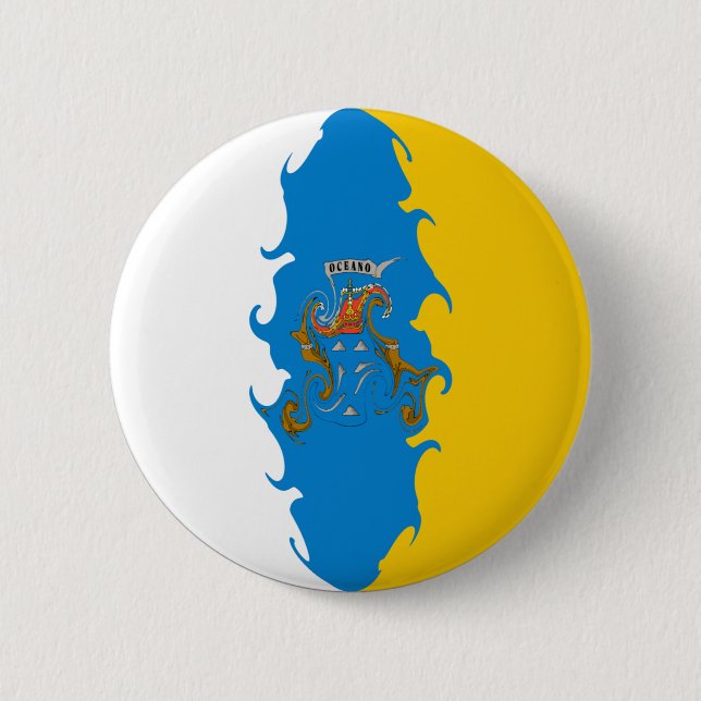 Canary Islands Gnarly Flag Pinback Button (Front)