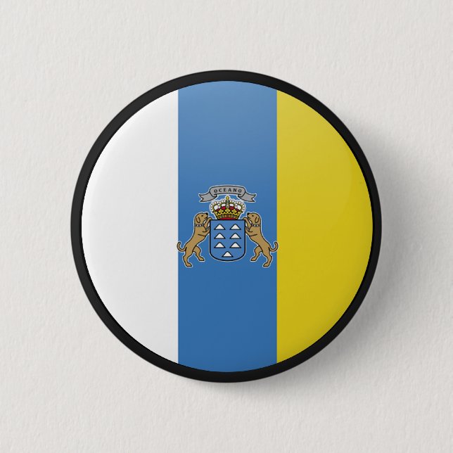 Canary Islands quality Flag Circle Pinback Button (Front)