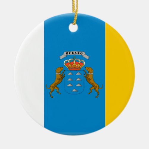 Canary Islands Spain Flag Ceramic Ornament