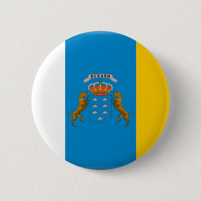 Canary Islands (Spain) Flag Pinback Button (Front)