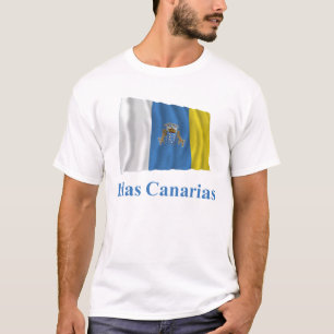 Canary Islands Waving Flag with Name in Spanish T-Shirt
