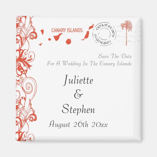 Canary Islands Wedding Save The Date Magnet (Front)