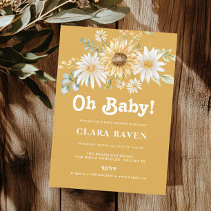 Canary Oh Baby Floral Baby Shower Invitation