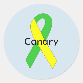 Canary Ribbon Classic Round Sticker by LLChemis_Creations at Zazzle