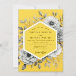 Canary Somber Bloom Wedding Invitation