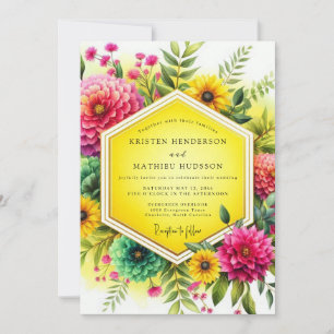 Canary Vibrant Botanical Wedding Invitation