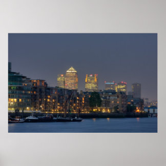 Canary Wharf and Docklands at Dusk Poster