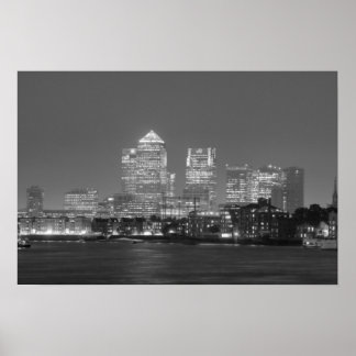 Canary Wharf at night Poster