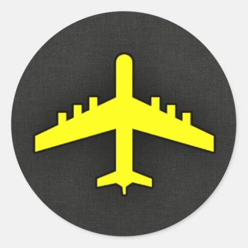 Canary Yellow Airplane Classic Round Sticker