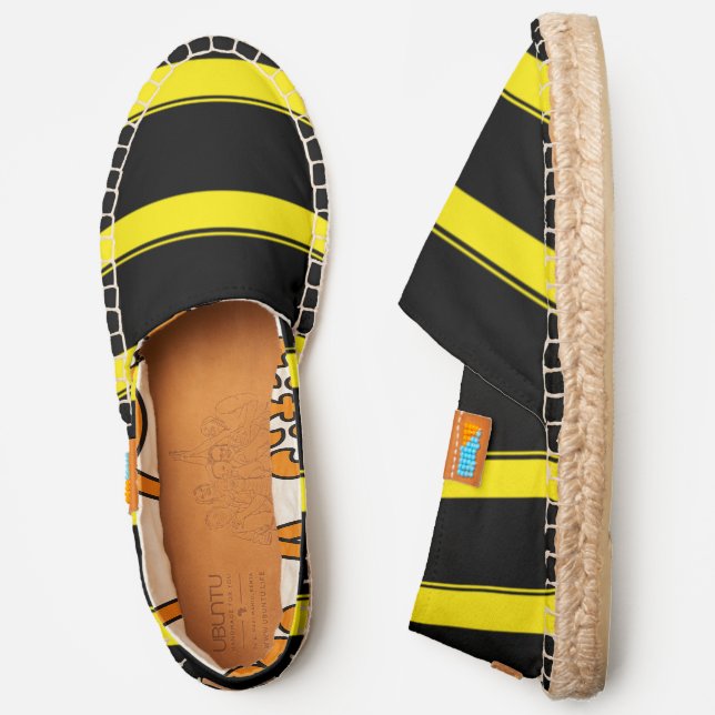 Canary Yellow and Black Stripes Espadrilles (Side)